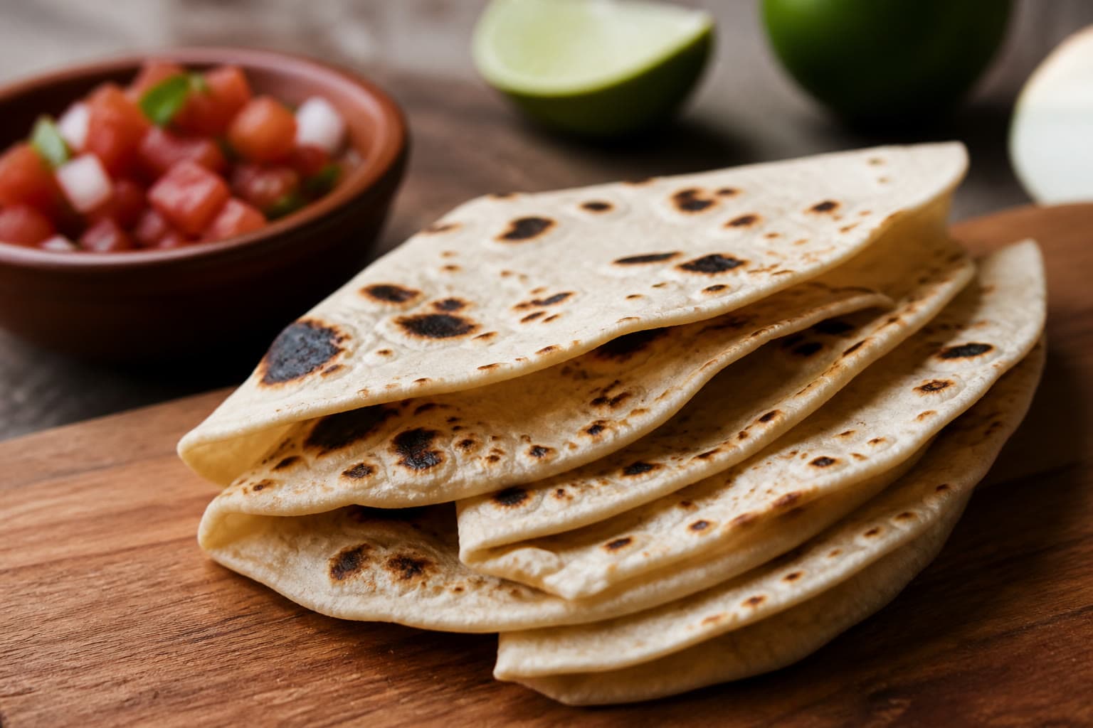 Stack of charred gluten-free sourdough tortillas